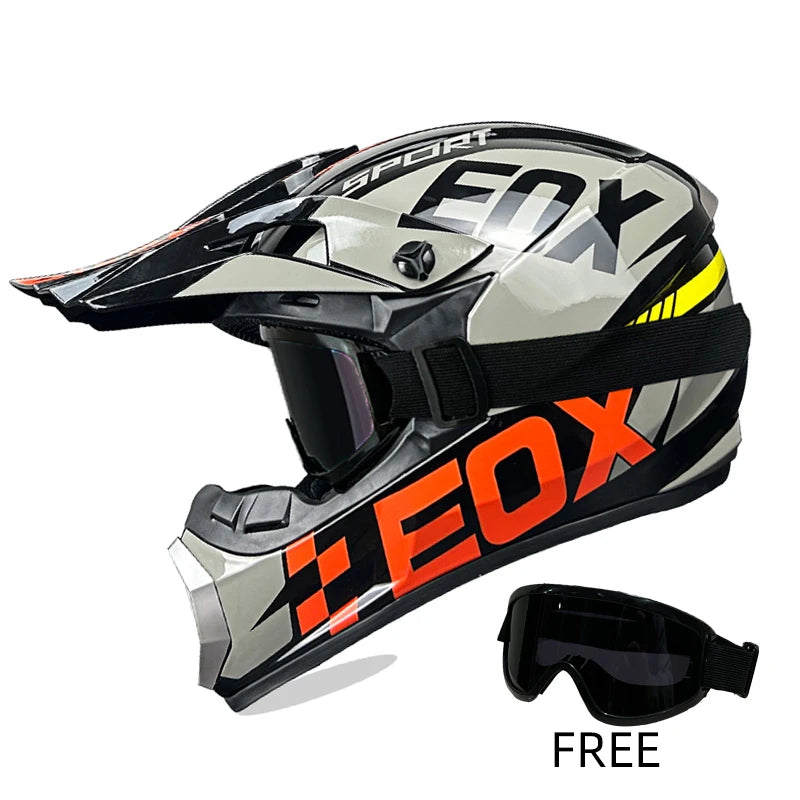 Off-Road Helmet DOT Certified - Motorcycle Motocross Helmet with Goggles, Removable Liner Black EOX China