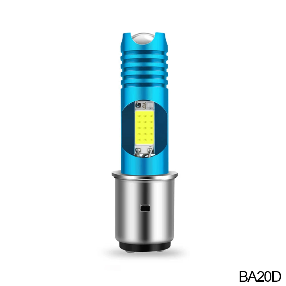 Motorcycle LED H4 H6 BA20D COB Chips H7 H6 BA20D H4 P15D Headlight Blubs 6000K 800LM RGB Scooter Light White Moto Accessories