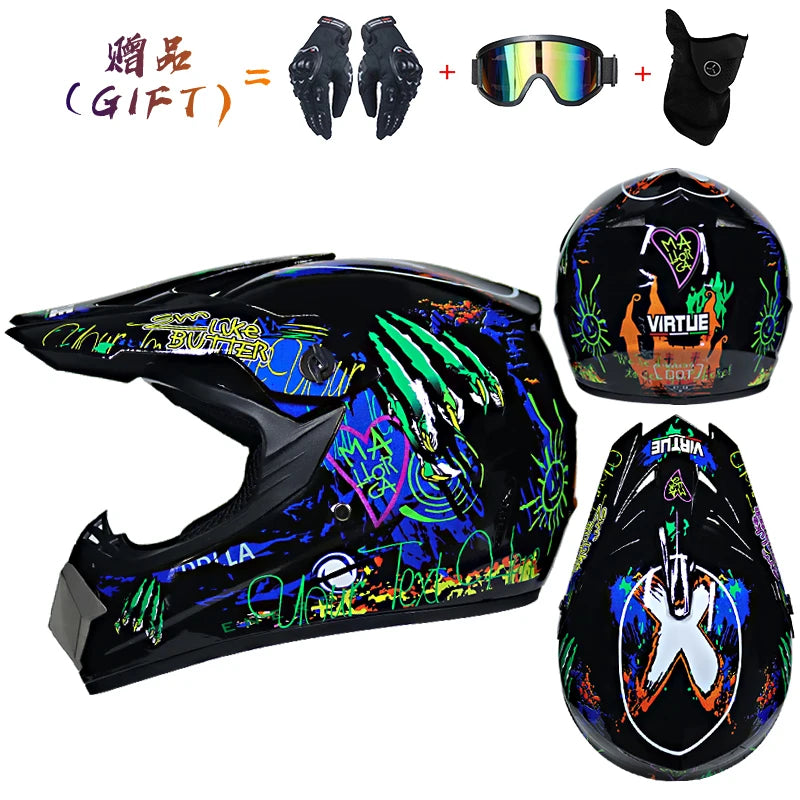 3 pieces gift motorcycle helmet children off-road helmet bike downhill AM DH cross helmet capacete motocross casco