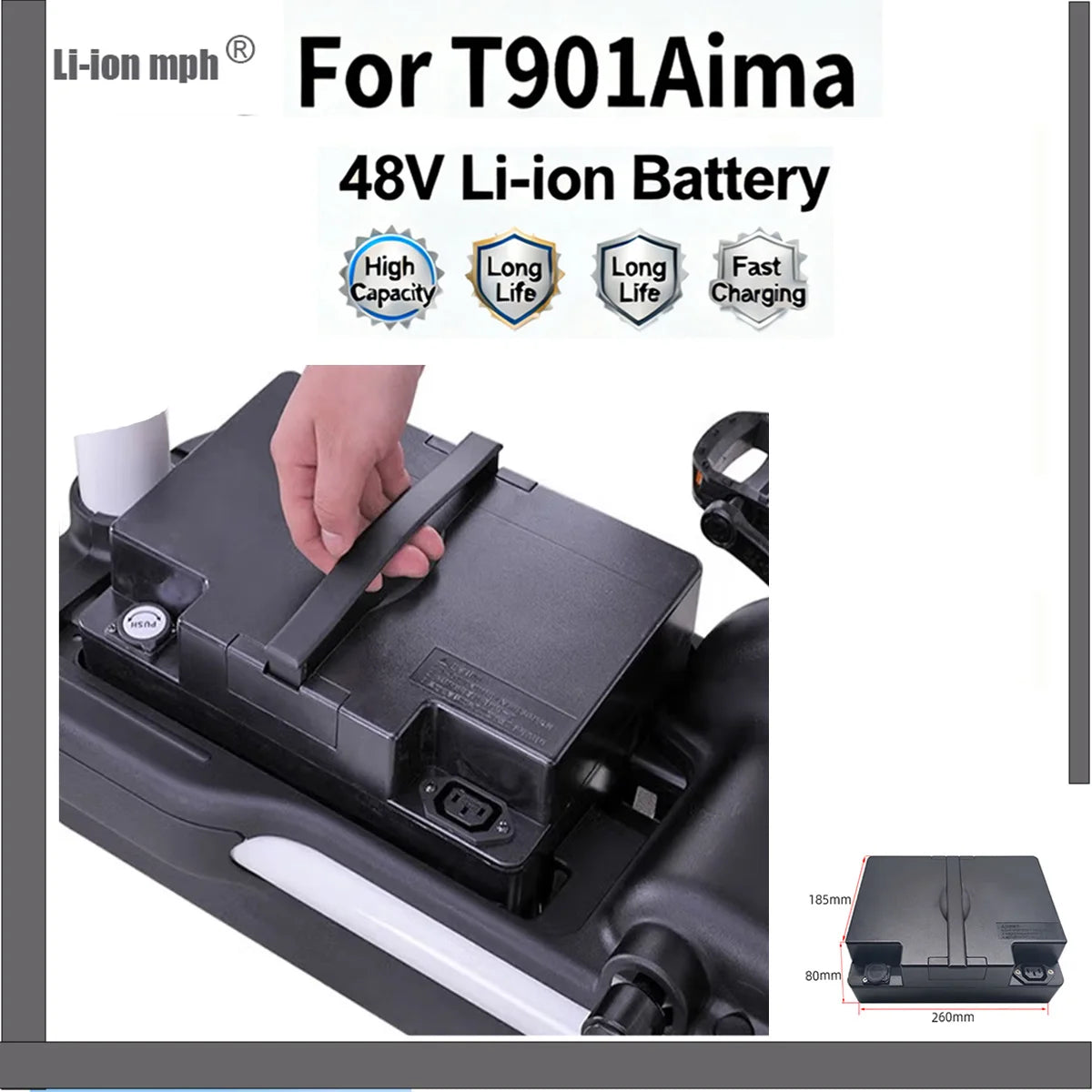 48V 18650 lithium-ion battery pack for Aima T901 foot pedal compartment