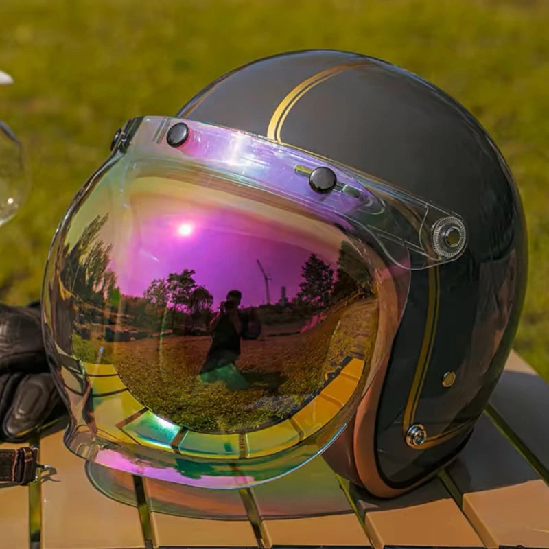 New Arrival Fashion Vintage Helmet with Bubble Visor Windproof Open Face Helmet