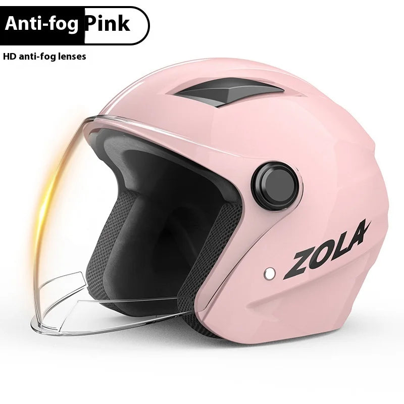 Standard Electric Bike Helmet Men Anti Fog Warm Winter Electric Bike Riding Double Mirror Helmet Pink single mirror China