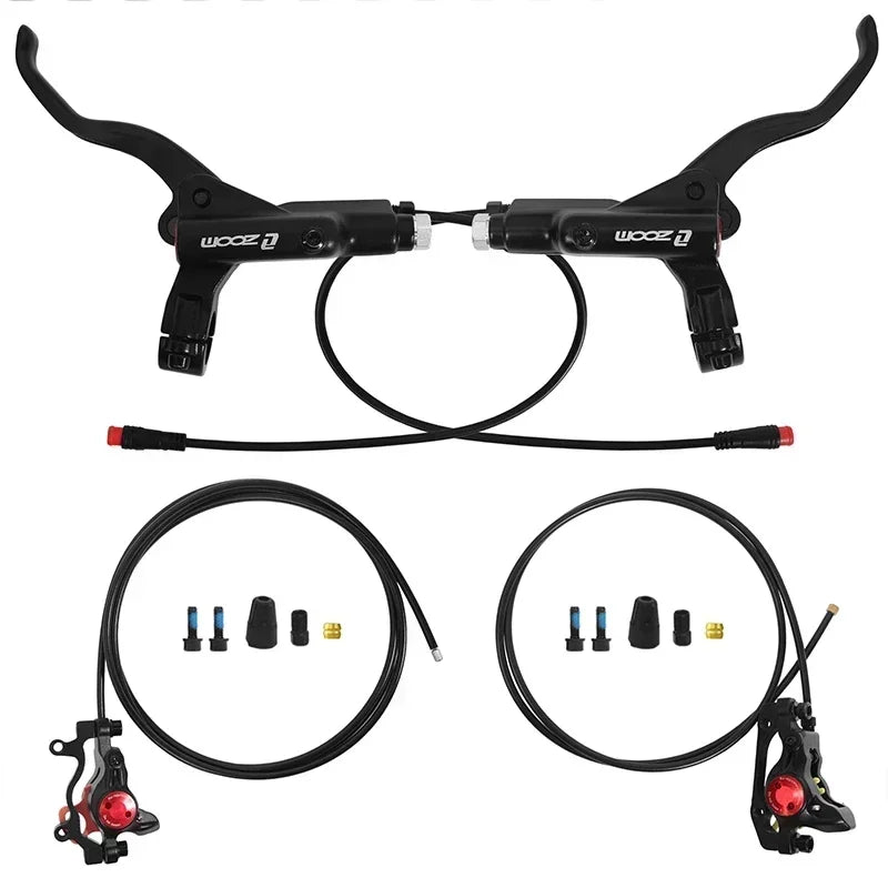 ZOOM Bicycle Hydraulic Disc Brake Set 2 Piston Oil Pressure MTB Brake 1100/1850mm Disc Brake for E-Bike Scooter Mtb Folding Bike FRONT-REAR