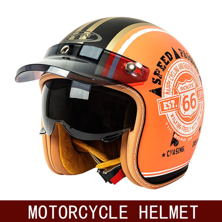 Side profile of vintage winter open face cruiser helmet