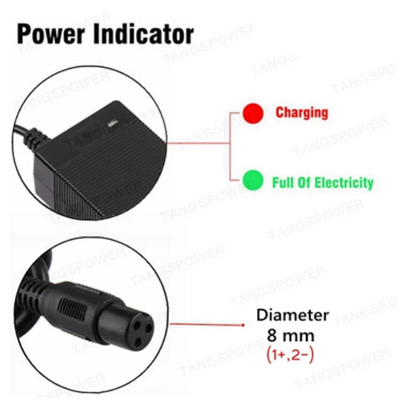 TANGSPOWER 54.6V 4A Smart Charger For Kugoo C1/G2/M4 13S Li-ion Battery Pack-Fast Charge with Cooling Fan, CE/FCC/UL Certified