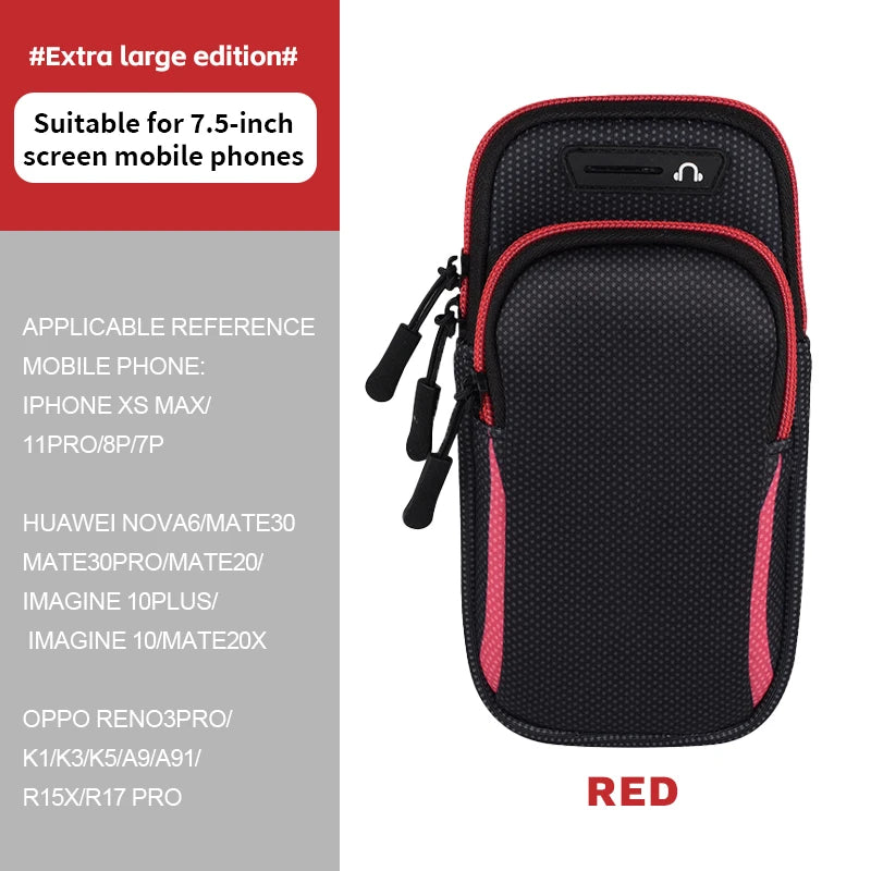 Running phone arm Bag for men and women Arm strap Sports arm Sleeve Artifact Wrist bag Waterproof lightweight outdoor equipment Red