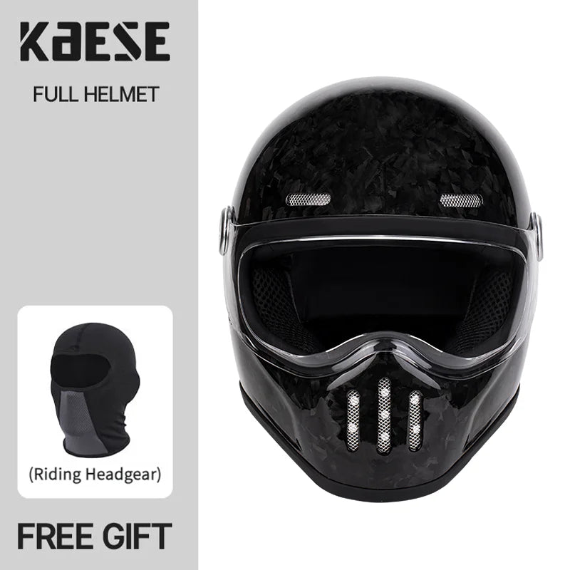 Full Face Helmet Vintage Red Sleek Design Lightweight Construction DOT ECE Certified Ideal Forged Carbon CHINA
