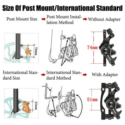 BUCKLOS Mtb Brake Caliper Bicycle Mechanical Disc Brake Set for Mountain Bike Pushes Caliper Piston with Rotor 160mm