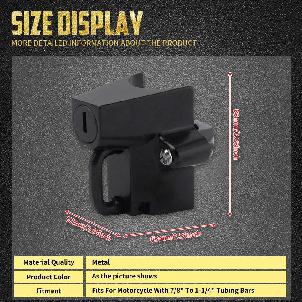 Motorcycle Helmet Lock Anti-Theft Bicycle Helmet Security Locks Hanging Hook with 2 Keys For Harley 7/8" to 1-1/4" 25-32mm Dyna