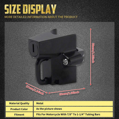 Motorcycle Helmet Lock Anti-Theft Bicycle Helmet Security Locks Hanging Hook with 2 Keys For Harley 7/8" to 1-1/4" 25-32mm Dyna
