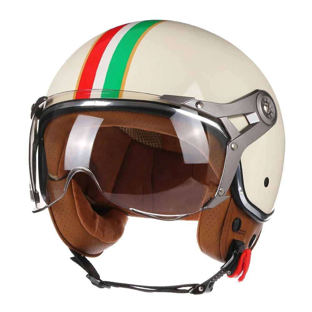 Motorcycle Helmet Jet with Visor Motorbike Riding 3/4 Open Half Helmet Retro Scooter
