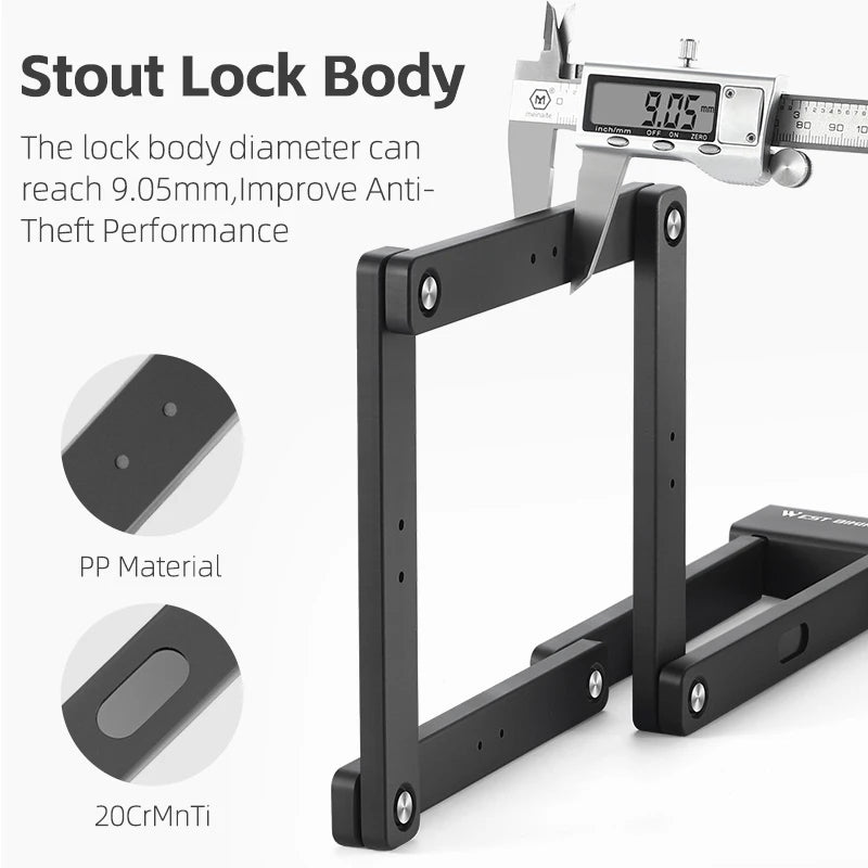 WEST BIKING Foldable Bike Lock 3 Key Strong Security Anti-theft Bicycle Lock Heavy Duty Chain Cable Padlock Motorcycle Lock