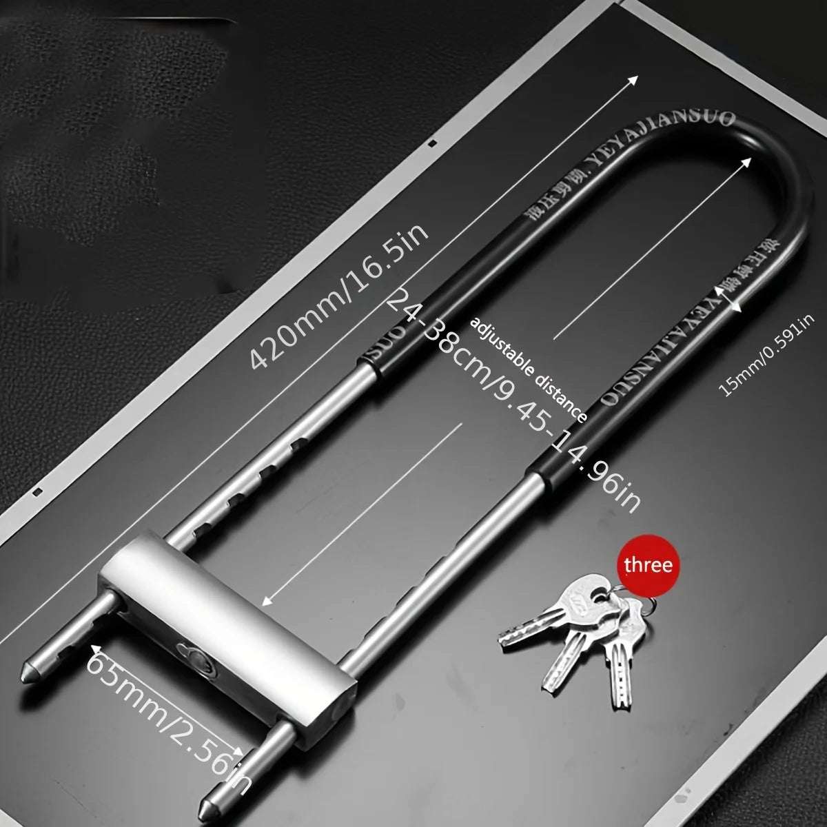 Adjustable Shackle Lock U-Shape Shackle U-Lock Bicycle Lock fits Most pins Ideal for Indoor and Outdoor use (Black)
