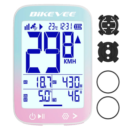 BIKEVEE 2.4 inch LCD intelligent digital display wireless GPS bike computer front view