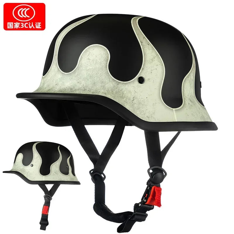 Motorcycle Helmet Male Summer Soldier Helmet Retro Cruise Half Helmet Electric Car Female Four Seasons style10 China