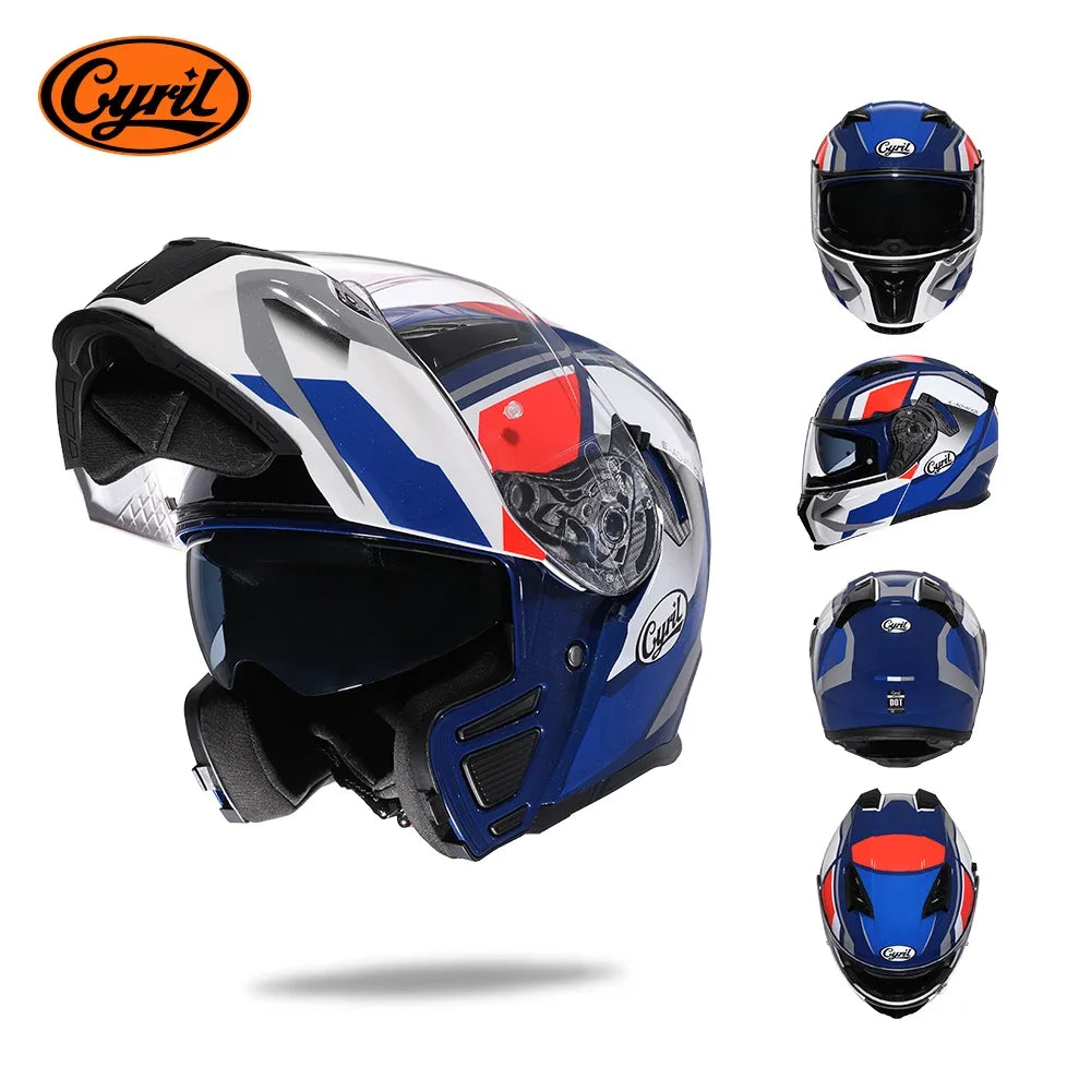 Motorcycle Helmet Dual Visor Modular Flip up Full Face Helmet for Adult Men and Women DOT Approved