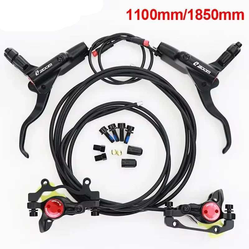ZOOM Bicycle Hydraulic Disc Brake Set 2 Piston Oil Pressure MTB Brake 1100/1850mm Disc Brake for E-Bike Scooter Mtb Folding Bike