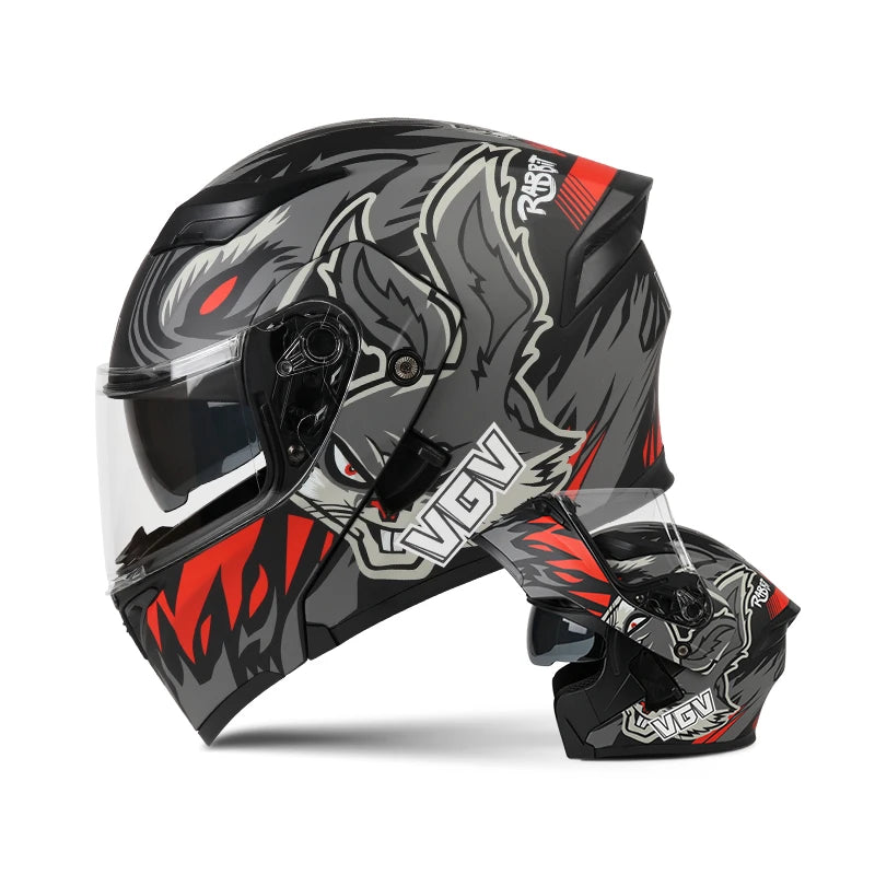Motorcycle Full Face Helmet Men Women Fashion Dual Lens Helmets Motocross Racing 11 China