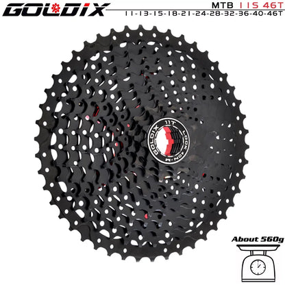 GOLDIX Black MTB Cassette 8/9/10/11/12 Speed 40/42/46/50T K7 Bicycle Freewheel Sprocket