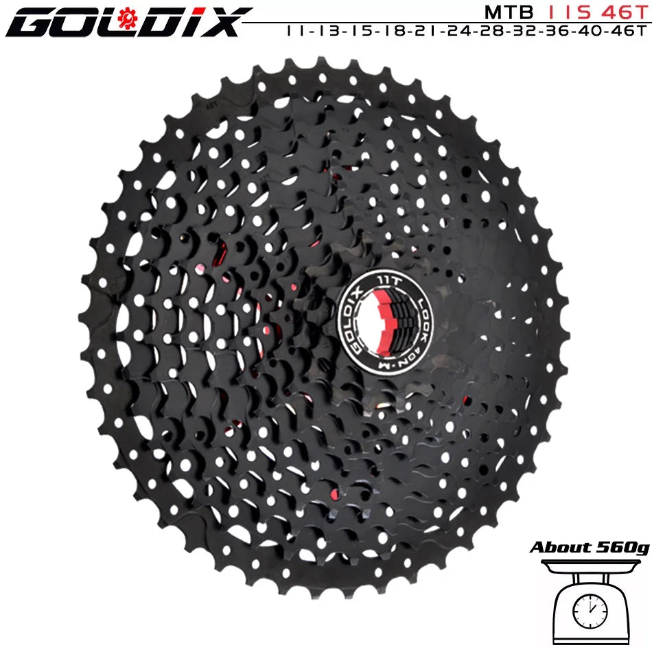 GOLDIX Black MTB Cassette 8/9/10/11/12 Speed 40/42/46/50T K7 Bicycle Freewheel Sprocket