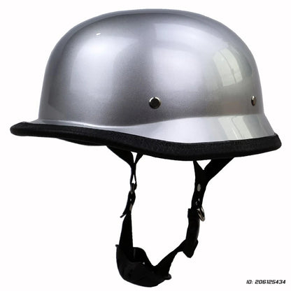 Helmet Motorcycle Leather Vintage Open Face Helmet Men Women Moto Half Helmet DOT Certification 307 Silver China