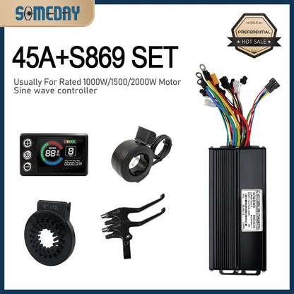 3 mode Controller Sinewave 45A 36/48/52V Ebike Controller With JN Display For 1000W-3000W Electric Bicycle Conversion Kit