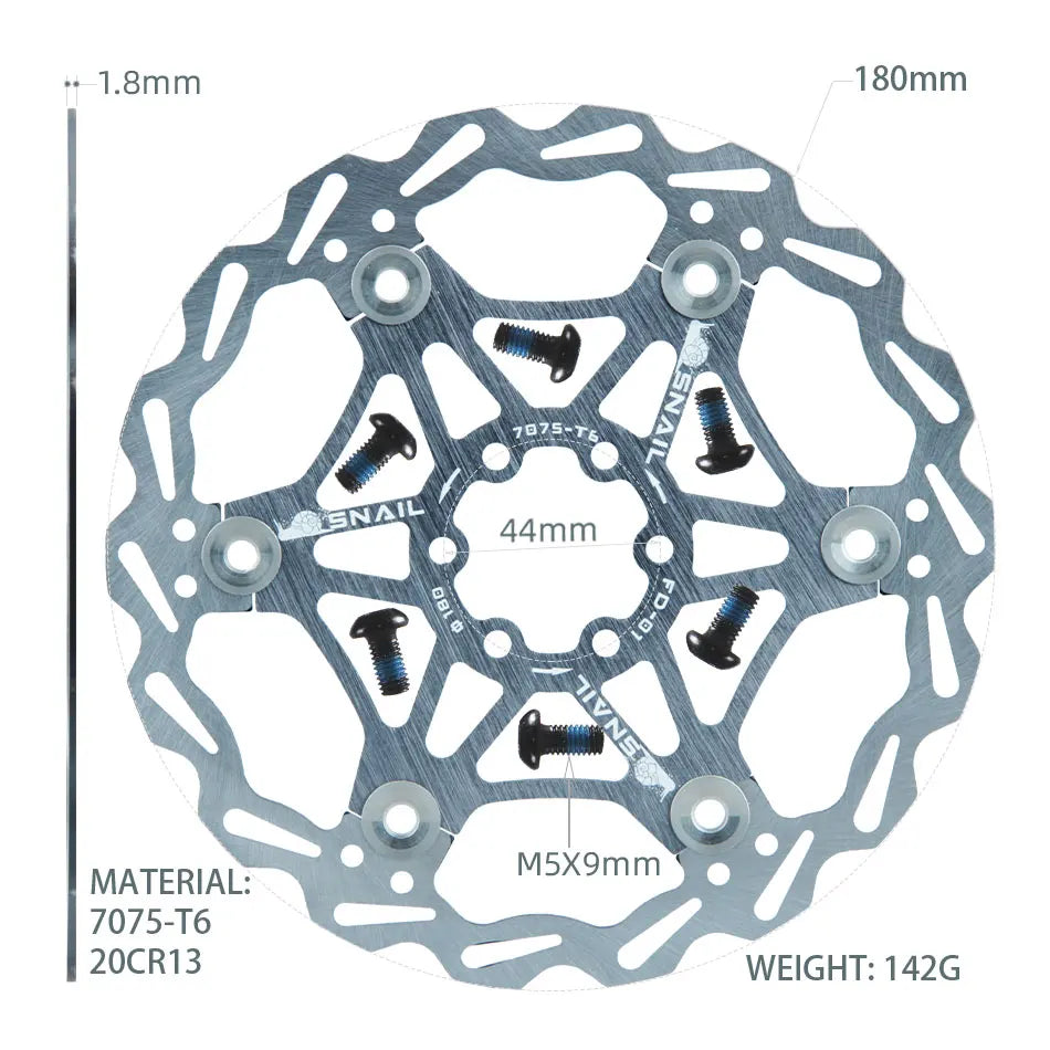 SNAIL Bicycle Disc Brake Pads 160 180 203 Mm Aluminum Alloy 6 Nail Rotor Mtb Road Bike Floating Part Accessories Goodtaste 180 Titanium 1pcs