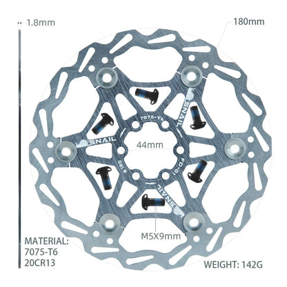 SNAIL Bicycle Disc Brake Pads 160 180 203 Mm Aluminum Alloy 6 Nail Rotor Mtb Road Bike Floating Part Accessories Goodtaste 180 Titanium 1pcs