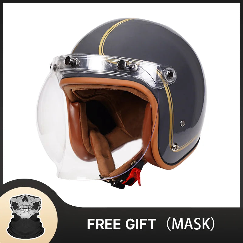 New Arrival Fashion Vintage Helmet with Bubble Visor Windproof Open Face Helmet