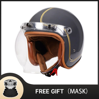 New Arrival Fashion Vintage Helmet with Bubble Visor Windproof Open Face Helmet