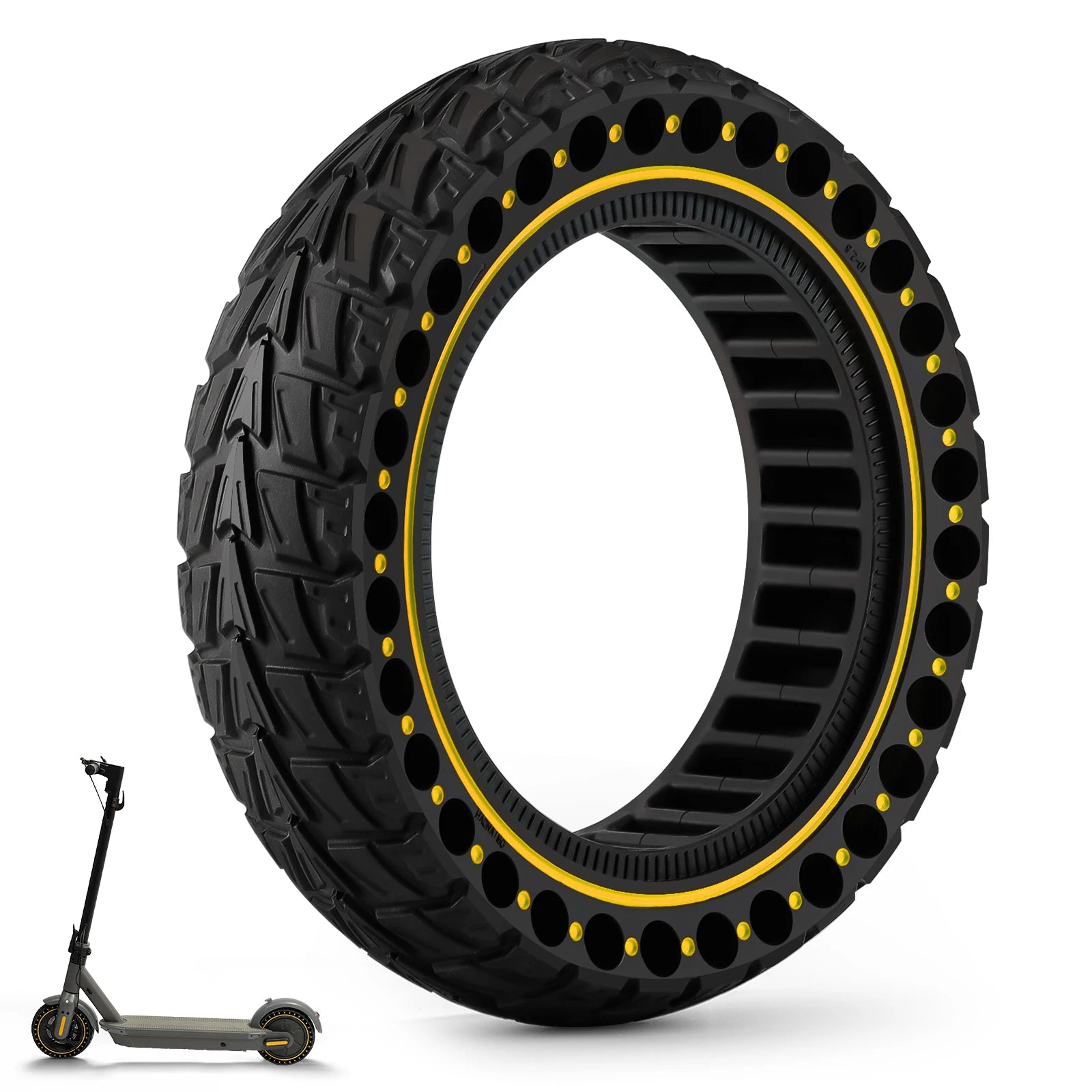 10x2.5 (60/70-6.5)Off-road Solid Tire for Ninebot G30 G30L G30D Electric Scooter Anti-slip Explosion-proof Tyre Strong Grip Yellow China