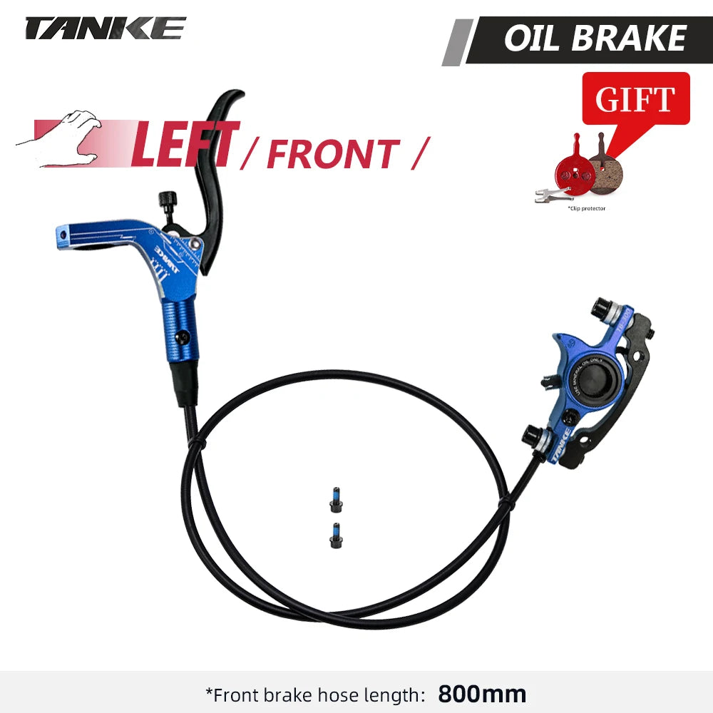 TANKE MTB Bike Hydraulic Disc Brake Set 160mm Rotors Oil Calliper Plate Front Rear Mountain Bicycle Blue-LF China
