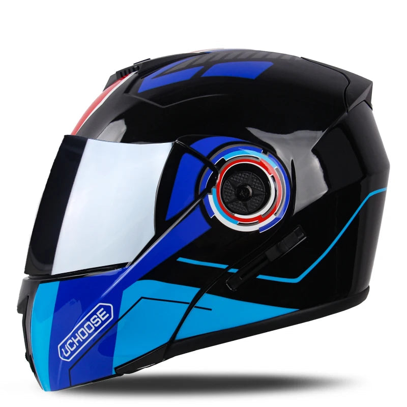 New Motorcycle helmet full face racing with Double sun visor Women man flip up Double lens DOT
