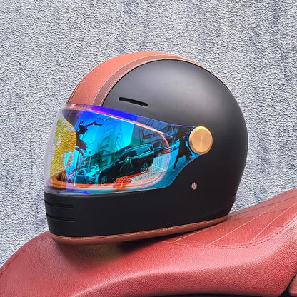 Full face motorcycle helmet - Classic design, suitable for both men and women, with safety protection certified by DOT