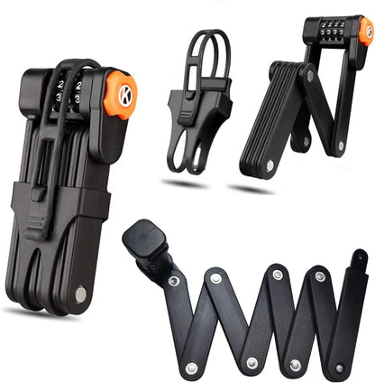 Folding Bike Lock - Heavy Duty Anti Theft Lock for Bicycles, Scooters, and Motorcycles