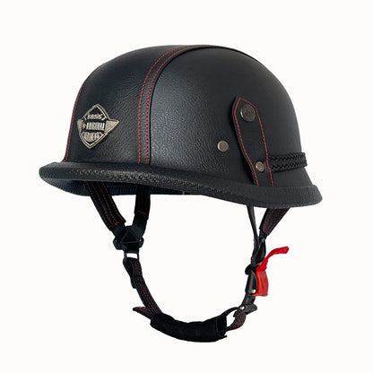 Vintage leather soldier helmet retro half helmet all seasons unisex bicycle cruiser electric scooter helmet