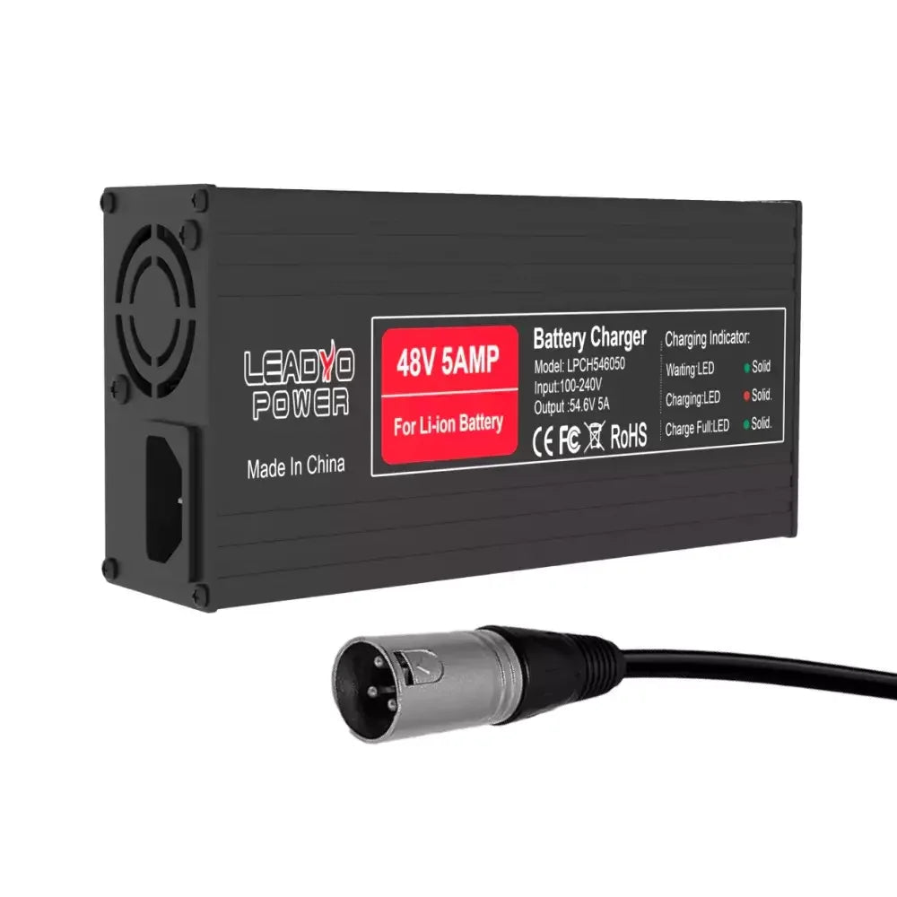 54.6V 5A Li-ion Battery Charger For 48V Electric Bike with DC2.1 Plug Intelligent Ebike Polly Hailong Battery Power Supply