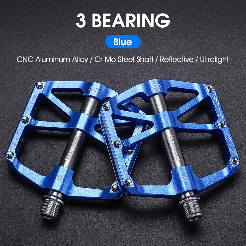 WEST BIKING CNC 3 Bearing Bicycle Pedals Ultralight BMX MTB Road Bike Pedals Non-slip Aluminum Alloy Reflective Cycling Parts