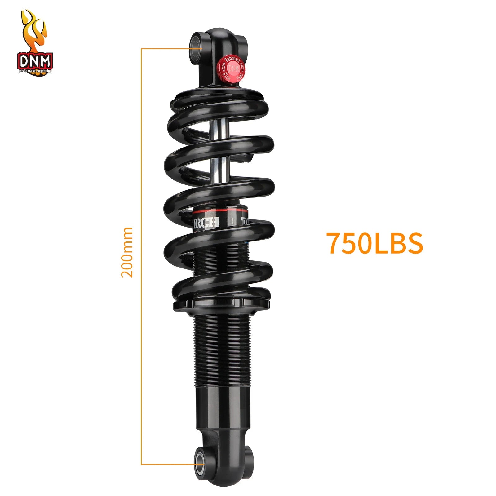DNM DV22AR Spring Bike Shock Absorber Hydraulic with Damping Adjust 125/150/190/200MM For Mountain Bicycle Rear shock 200mmx24x24-750LBS
