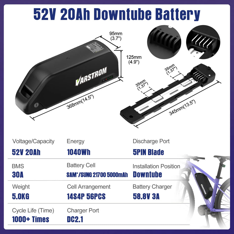 52V20AH Downtube