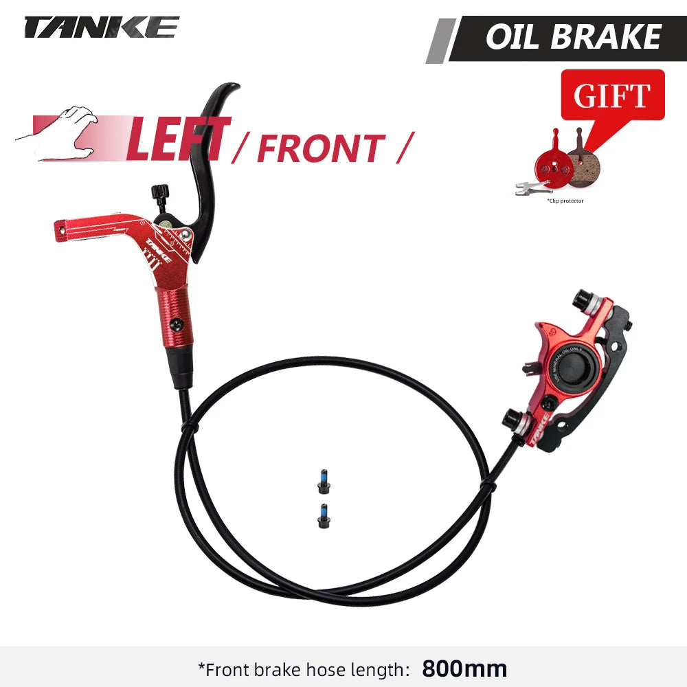 TANKE MTB Bike Hydraulic Disc Brake Set 160mm Rotors Oil Calliper Plate Front Rear Mountain Bicycle RED-LF China