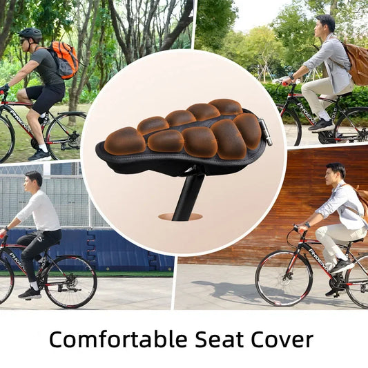 3D Air Bicycle Saddle Seat Cushion MTB Bike Big Butt PU Leather Gel Pad Seat Cover Shockproof Soft Bike Seat Bicycle Accessories
