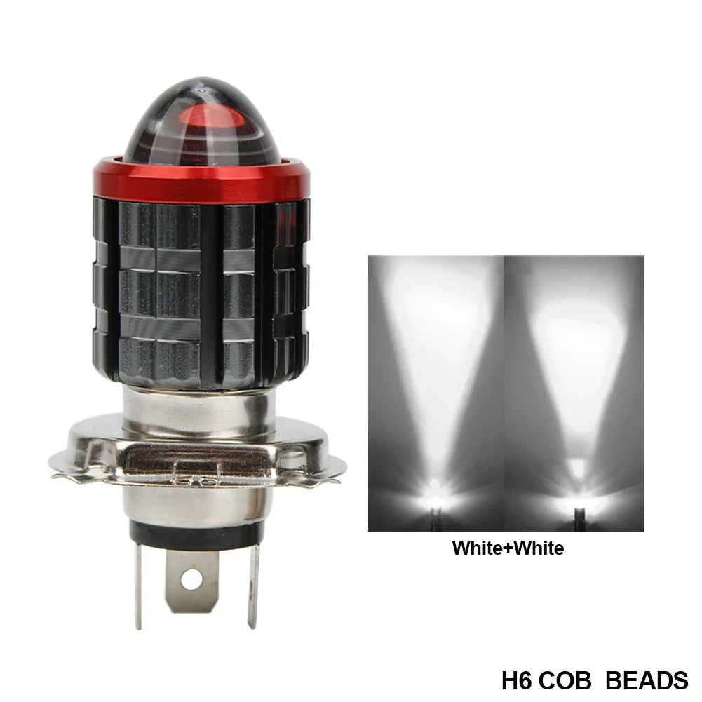 High-brightness H4 LED Motorcycle H6 LED Moto Motorcycle Headlight White Yellow Bulbs Lens High Low Beam Lamp Motorbike Lamp H4 COB White White