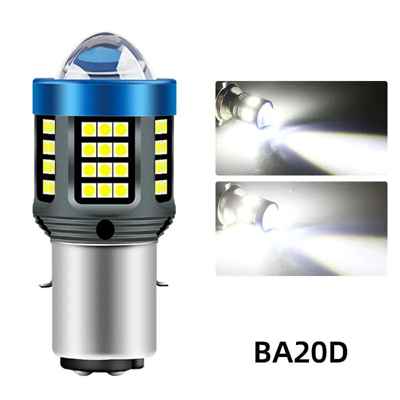 H4 H6 BA20D LED Motorcycle Light Bulb LED Fisheye Lens Dual Color White Yellow CSP Chip Motorbike Headlight Scooter Fog Lamp BA20D White White
