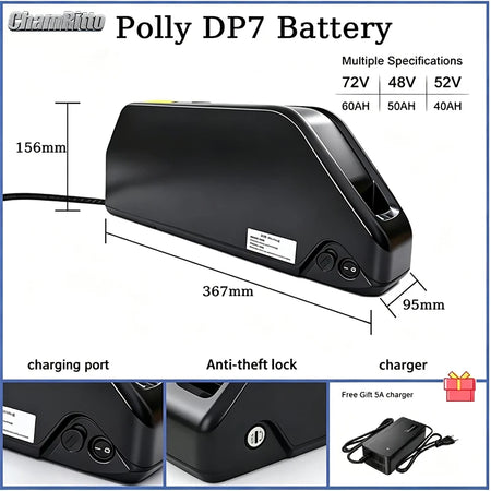 High capacity 52V 60V 72V ebike battery discharge port and connectors
