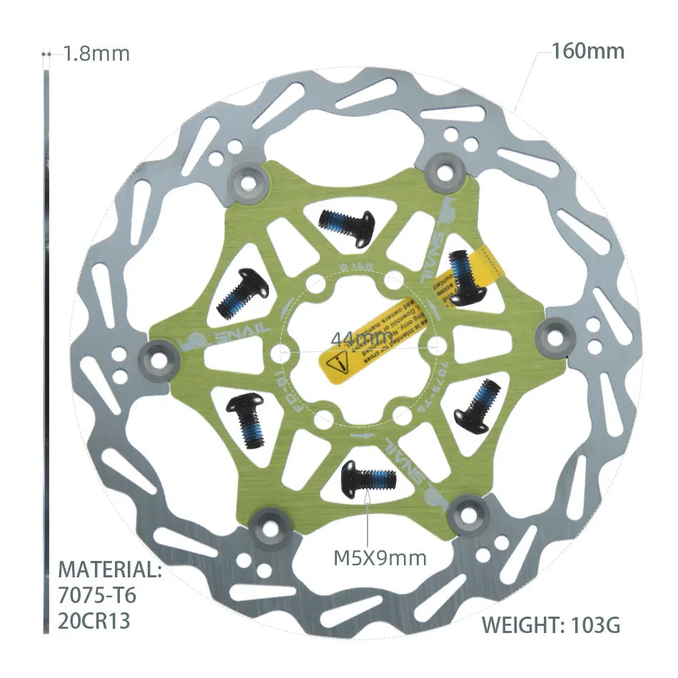 SNAIL Bicycle Disc Brake Pads 160 180 203 Mm Aluminum Alloy 6 Nail Rotor Mtb Road Bike Floating Part Accessories Goodtaste