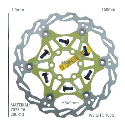 SNAIL Bicycle Disc Brake Pads 160 180 203 Mm Aluminum Alloy 6 Nail Rotor Mtb Road Bike Floating Part Accessories Goodtaste 160mm Green 1PCS