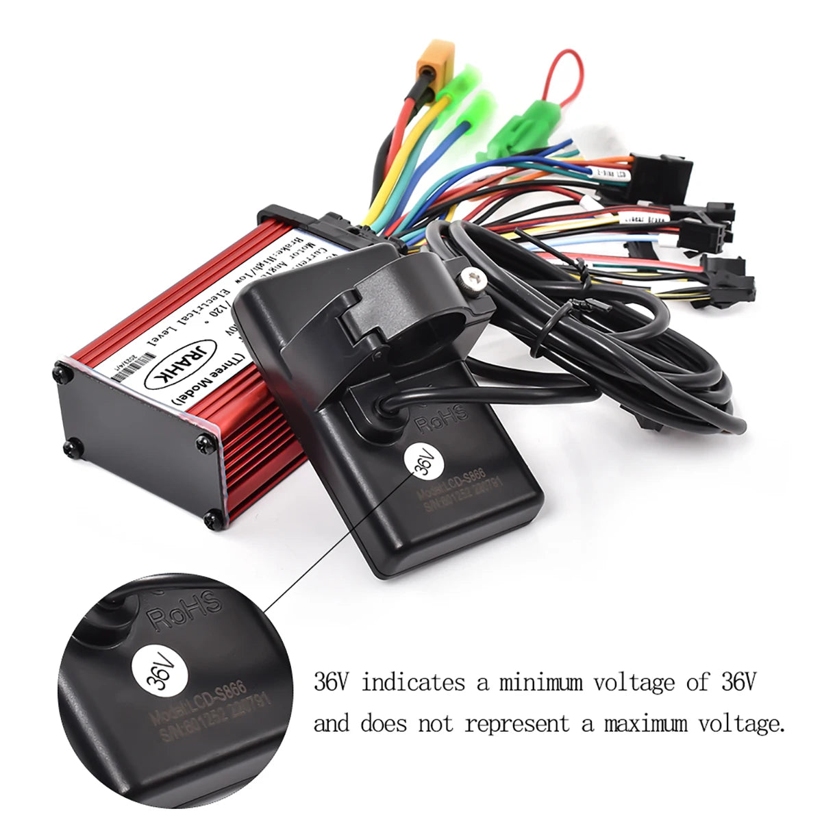JRAHK 36V 350W S866 BLDC Controller Kit Electric Bicycle Controller 36V 7A-20A 48V 350W Electric Scooter Accelerator 60V