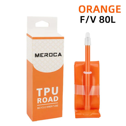 MEROCA Road Bike TPU Inner Tube 700x23-32C FV 45L/65L/80L Ultra-light Road Bicycle Inner Tube Presta Valve 700c Orange FV 80L 23-35C China