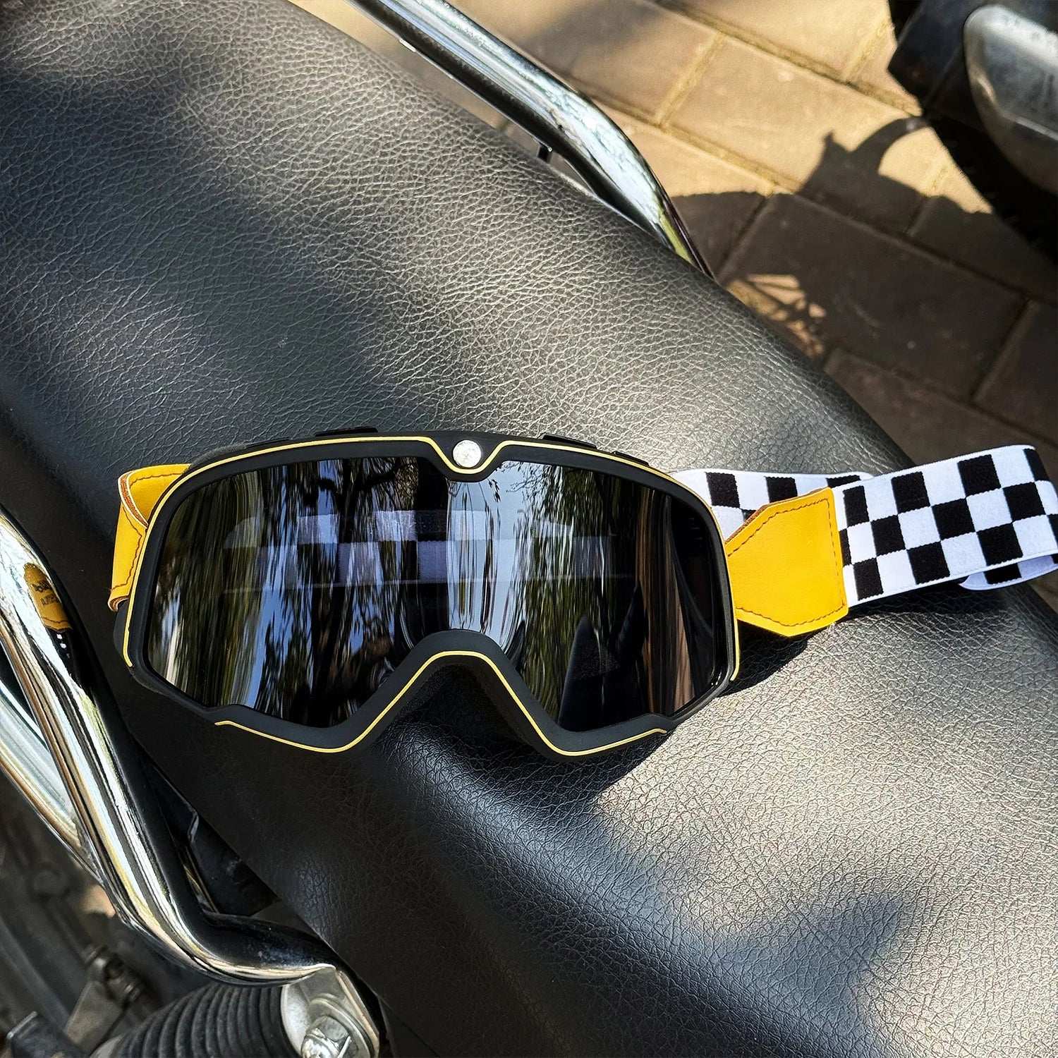 Motorcycle Glasses Windproof Motorcycle Helmet Glasses Sunglasses Retro Universal Leather Retro Motorcycle Accessories